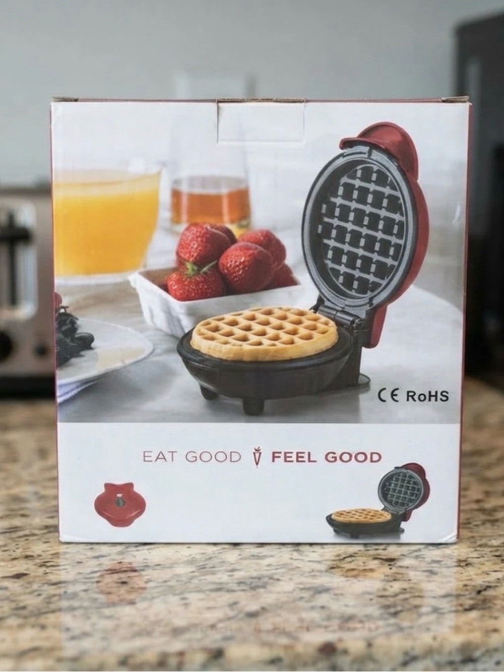 Red Mini Waffle Maker - Single-Serve Breakfast Appliance